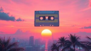 Neon Dreams of Retro Future – free AI stock image