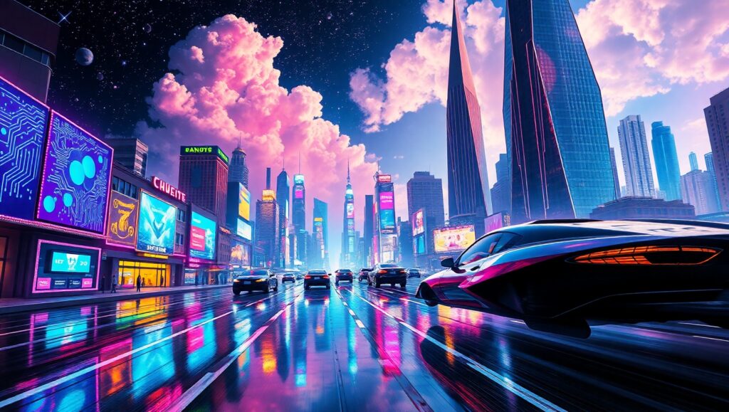 Neon Dreams of the Future 9oQ – free AI stock image