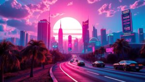 Neon Dreams of the Future – free AI stock image