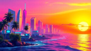 Neon Dreams of the Future pvB – free AI stock image