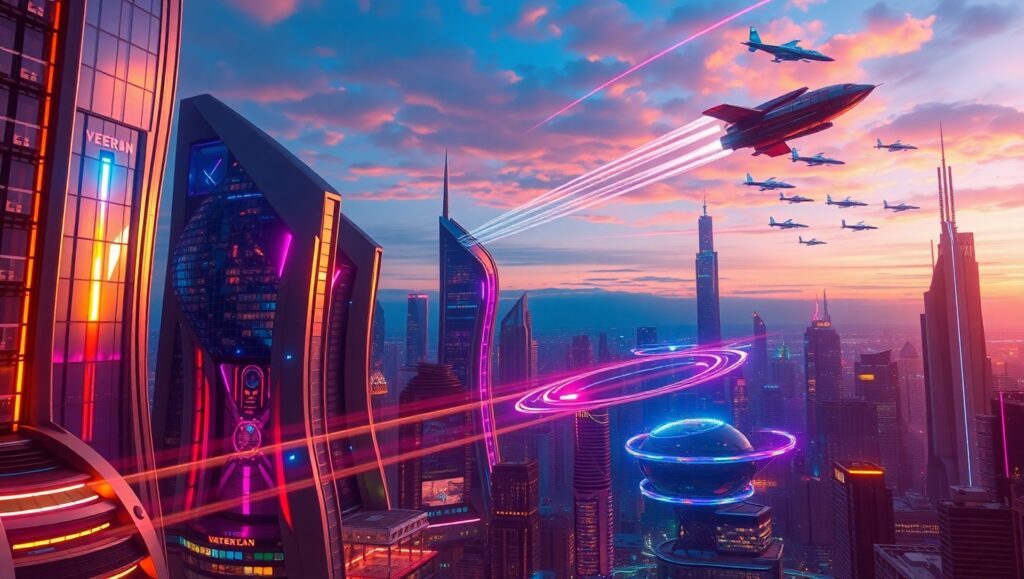 Neon Dreams of the Future YZf – free AI stock image