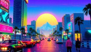 Neon Dreams of Tomorrow 3BK – free AI stock image