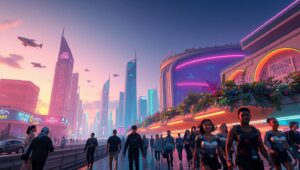 Neon Dreams of Tomorrow wLb – free AI stock image