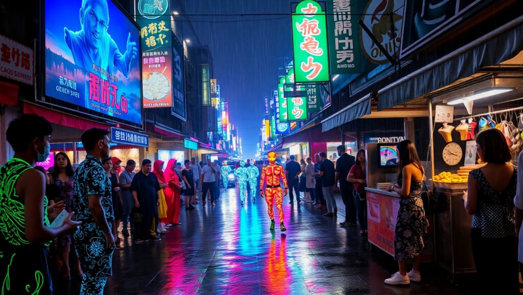 Neon Dreams of Tomorrow’s Market – free AI stock image