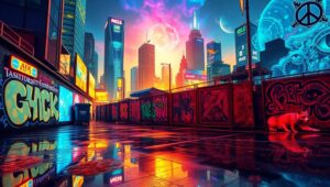 Neon Dreams of Urban Wildlife – free AI stock image