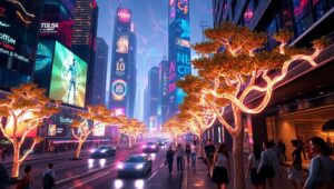 Neon Future: Cityscape at Night – free AI stock image