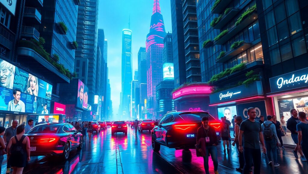 Neon Metropolis in a Futuristic World – free AI stock image