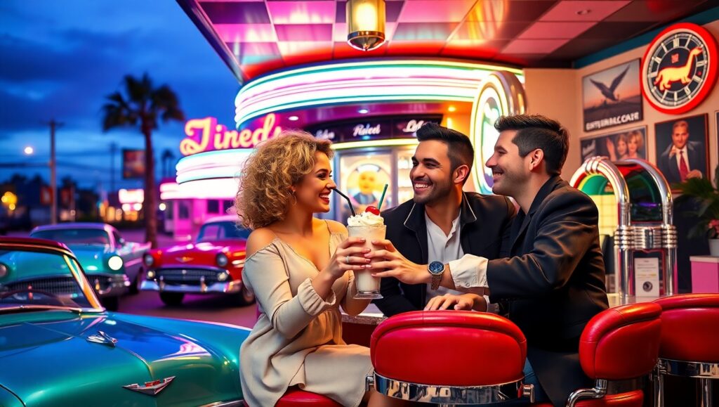 Neon Nights at the Diner BTg – free AI stock image
