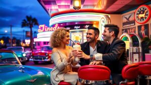 Neon Nights at the Diner BTg – free AI stock image