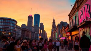 Neon Nights in the City – free AI stock image