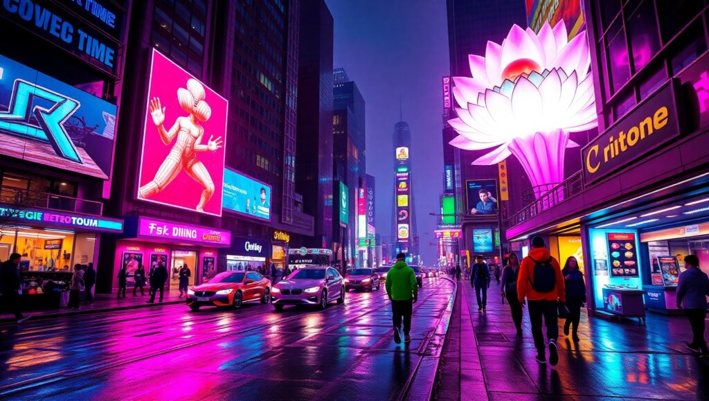 Neon Nightscape of Tomorrow – free AI stock image