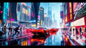 Neon Rain in a Cyberpunk City lfg – free AI stock image