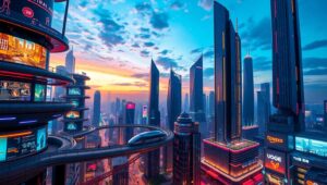 Neon Urban Future Concept Art – free AI stock image