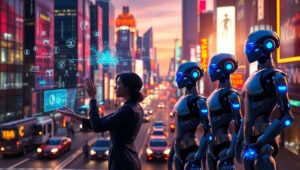 Neon Urban Interface of the Future – free AI stock image