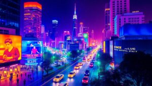 Nighttime Cityscape in Thermal Vision – free AI stock image