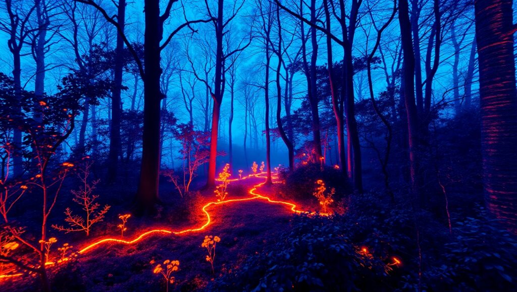 Nighttime Forest in Thermal Vision – free AI stock image