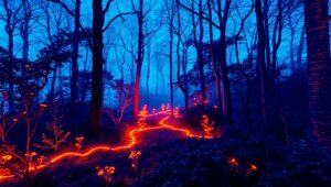 Nighttime Forest in Thermal Vision – free AI stock image