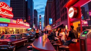 Nostalgic Diner Experience in Retro Style – free AI stock image