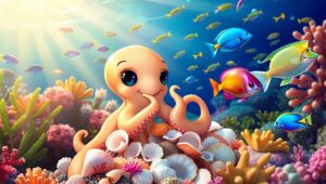 Octopus Playground in a Sea Garden – free AI stock image