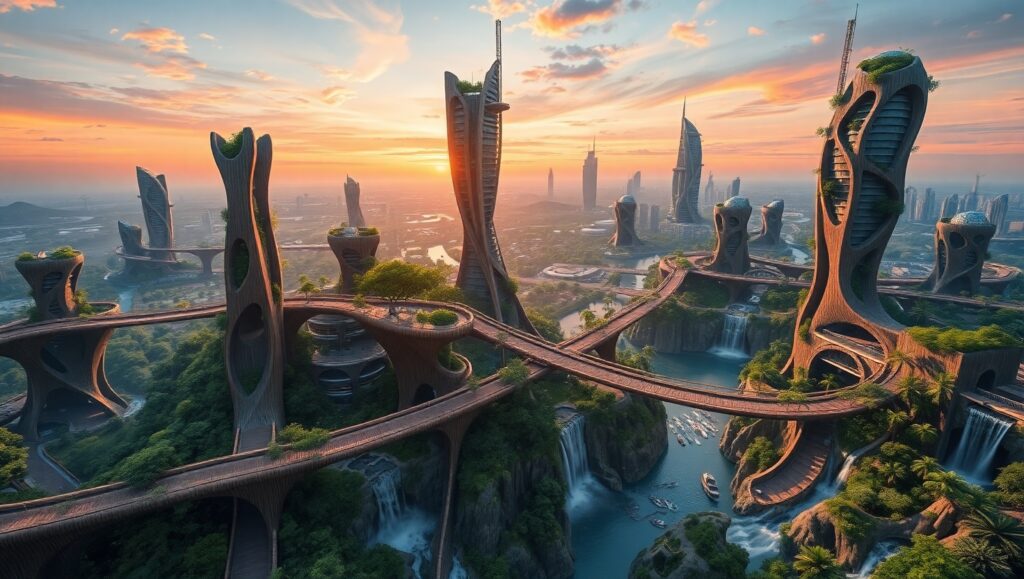 Organic Harmony in Futuristic Architecture – free AI stock image