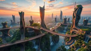 Organic Harmony in Futuristic Architecture – free AI stock image