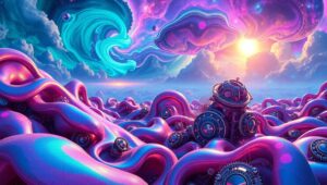 Organic Meets Mechanical in Space – free AI stock image