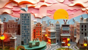 Origami Animals in a Paper – free AI stock image