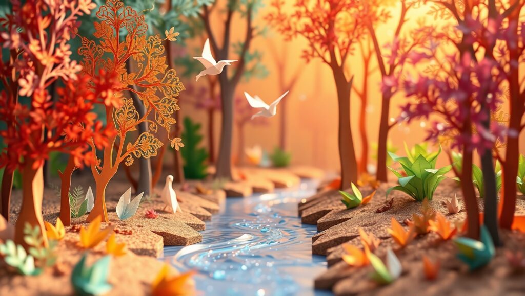 Origami Forest: A Tranquil Escape – free AI stock image