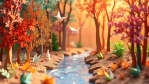Origami Forest: A Tranquil Escape – free AI stock image