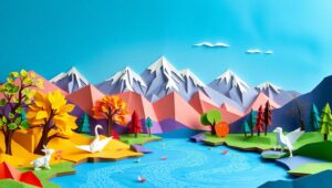 Origami Landscape in Harmony – free AI stock image