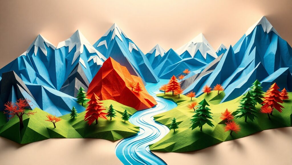 Origami Landscape of Tranquility – free AI stock image