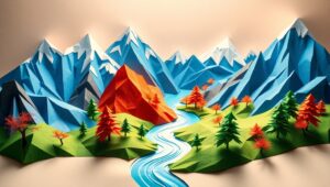 Origami Landscape of Tranquility – free AI stock image