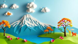 Origami Landscape of Tranquility Md7 – free AI stock image