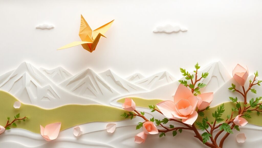 Origami Serenity in Nature – free AI stock image
