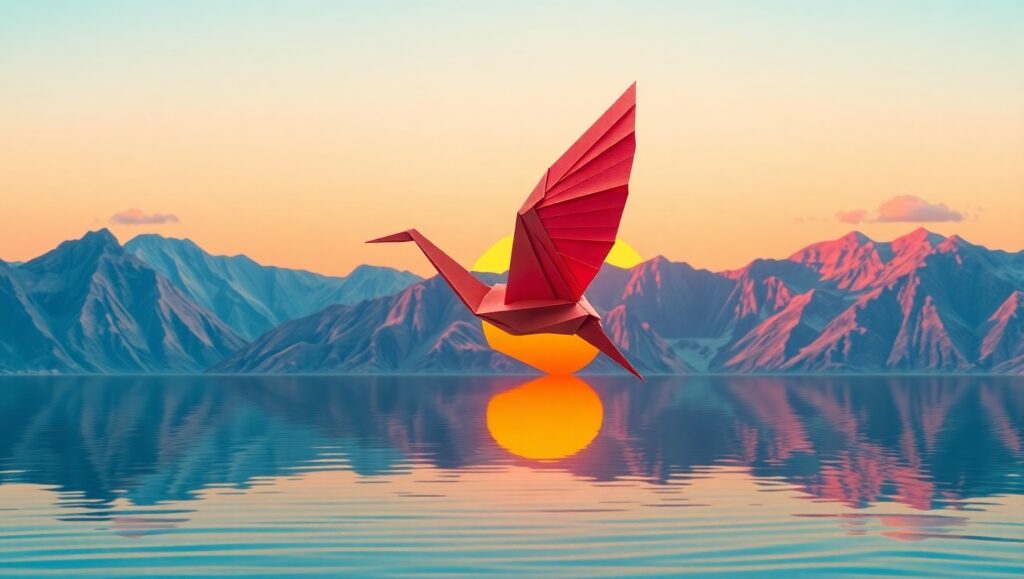 Origami Serenity in Nature’s Embrace – free AI stock image