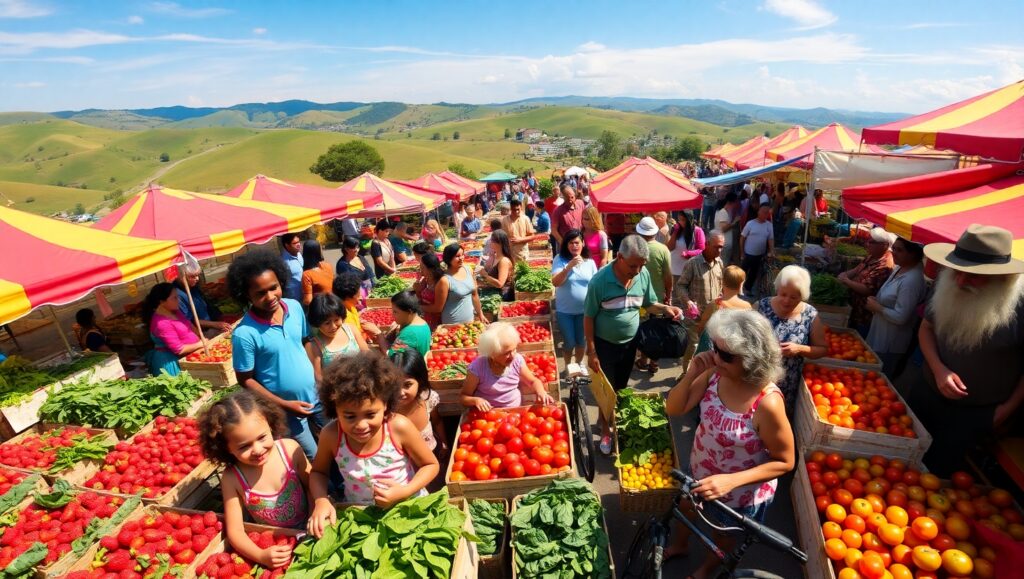 Overhead View of a Farmer’s Market – free AI stock image