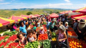 Overhead View of a Farmer’s Market – free AI stock image