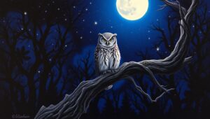 Owl in Night’s Embrace – free AI stock image