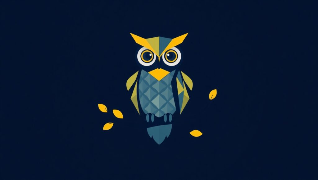 Owl of Wisdom Logo Design – free AI stock image