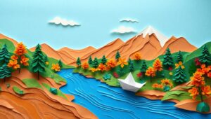 Paper Craft Mountain Serenity – free AI stock image