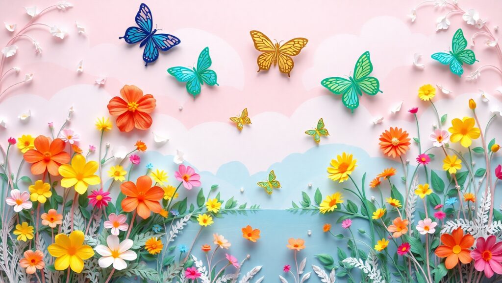 Papercraft Garden of Colors – free AI stock image