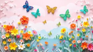 Papercraft Garden of Colors – free AI stock image