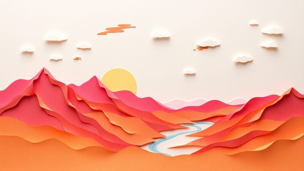 Papercraft Serenity in a Sunset – free AI stock image