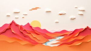 Papercraft Serenity in a Sunset – free AI stock image