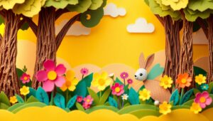Papercraft Wonderland in a Forest – free AI stock image
