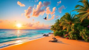 Paradise Found: Tropical Island Escape – free AI stock image