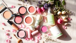 Pastel Dreams: A Cosmetic Arrangement – free AI stock image