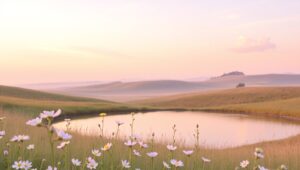 Pastel Morning in Tranquil Hills – free AI stock image