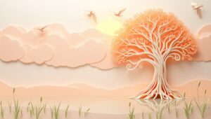Pastel Paper Cut Landscape Scene – free AI stock image