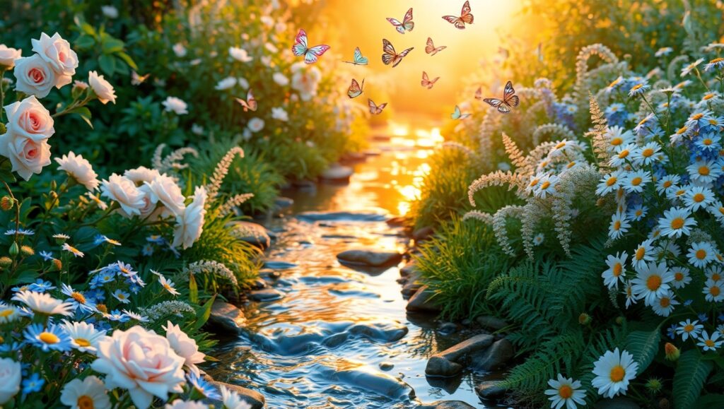 Pastel Serenity in a Garden – free AI stock image